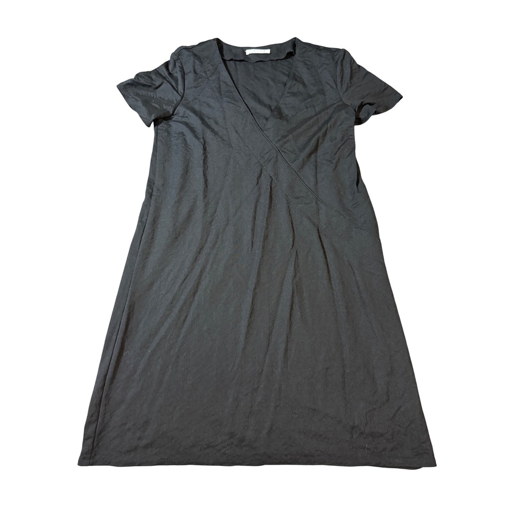 Zara Women Size Small Black Short Sleeve Mini Dress V-Neck Basics Lightweight